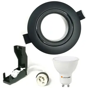 EUROPALAMP Kit complet Spot encastrable orientable Noir Matt avec GU10 LED de 7W eqv. 56W Blanc Chaud 3000KVendu parcdiscount