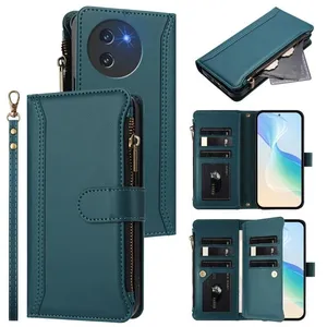 Coque pour Doogee Note 59/Note 59 Pro 6.75",Étui Housse Cuir PU,[9 Porte Cartes][Fermeture Magnétique][Réglable Dragonne]-VertVendu parcdiscount