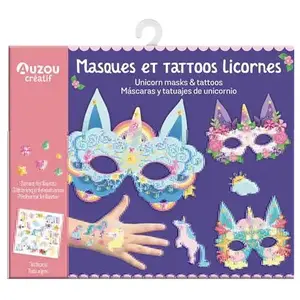 Auzou Éditions Ma pochette d'artiste - masques et tattoos licornes pas cher