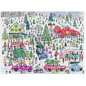 Galison Michael Storrings Christmas Tree Farm 1000 Piece Foil Puzzle pas cher