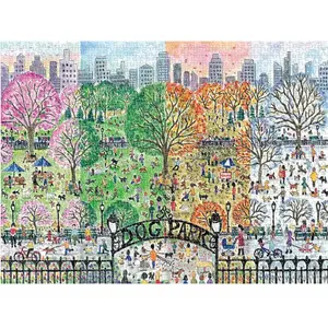 Galison Michael Storrings Dog Park in Four Seasons 1000 Piece Puzzle
