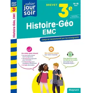 Magnard Cahier Du Jour/Cahier Du Soir Histoire-Géographie-Emc 3e Brevet pas cher