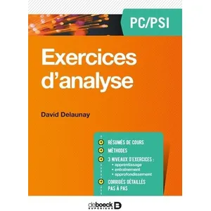 Comparateur de prix : De Boeck Supérieur Exercices d'analyse PC/PSI