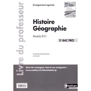 Comparateur de prix : Nathan Histoire Géographie 2e Bac Pro Module Eg1 - Livre Du Professeur