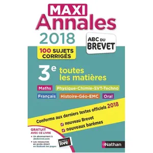 Nathan Maxi Annales 3e - 100 Sujets Corrigés pas cher