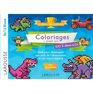 ISBN Larousse Coloriages pixel art 100 % dinos & Co. pas cher
