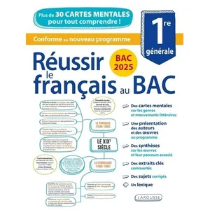 Comparateur de prix : Larousse Réussir le français au Bac 1re: Plus de 30 cartes mentales pour tout comprendre !