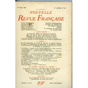 La Nouvelle Revue Française N° 29, Mai 1955 pas cher