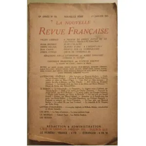 La Nouvelle Revue Française (1908-1943) N° 136 Janvier 1925 pas cher