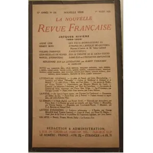 La Nouvelle Revue Française (1908-1943) N° 138 Mars 1925 pas cher