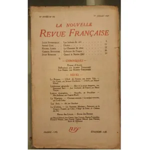 La Nouvelle Revue Française (1908-1943) N° 190 Juillet 1929 pas cher