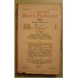La Nouvelle Revue Française (1908-1943) N° 242 Novembre 1933 pas cher