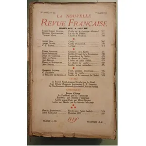 La Nouvelle Revue Française (1908-1943) N° 222 Mars 1932 - Hommage À Goethe pas cher