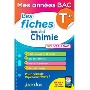 Bordas Les Fiches Spécialité Chimie Tle pas cher