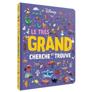 Hachette Jeunesse Cherche et Trouve Géant - Disney - Livre-jeu tout-carton - 8 scènes Disney - 300 éléments à rechercher