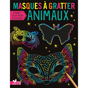 Deux Coqs D'or Masques à gratter Animaux: Avec un stylet en bois et des élastiques pas cher