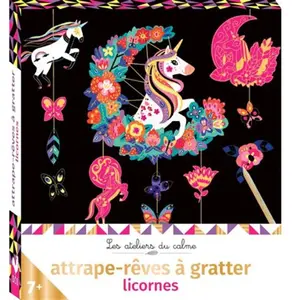 Deux Coqs d'or Attrape-rêves à gratter licornes: Avec 1 stylet en vboix, du fil coton, 2 planches prédécoupées à gratter, 1 planche prédécoupées pas cher