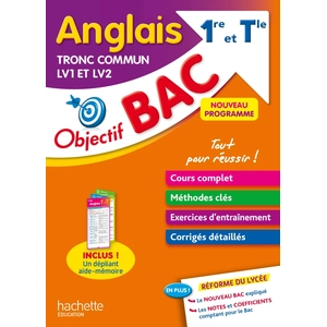 Comparateur de prix : Hachette Education Anglais Lv1 Et Lv2 Tronc Commun 1re Et Tle Objectif Bac