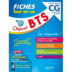 ISBN Hachette Education Objectif Bts Cg Comptabilité Gestion 1re Et 2e Année - Fiches Tout-En-Un pas cher