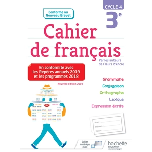 ISBN Hachette Education Cahier De Français 3e Cycle 4 pas cher