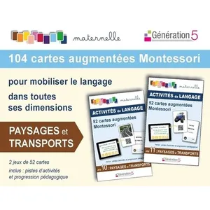 Generation 5 Eds Paysages Et Transports Maternelle - 104 Cartes Augmentées Montessori Pour Mobiliser Le Langage Dans Toutes Ses Dimensions - Avec 2 Jeux De 52 Cartes