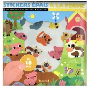 ISBN Grund Stickers Épais A La Ferme - 24 Stickers Repositionnables Et 4 Décors pas cher