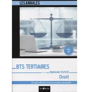 Genie Des Glaciers Droit E3-U31 (Partie Juridique) Bts Tertiaires pas cher