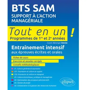 Ellipses Bts Sam Support À L'action Managériale - Programmes De 1re Et 2e Années pas cher