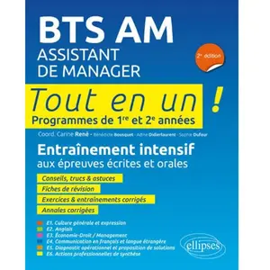 Comparateur de prix : Ellipses Bts Am Assistant De Manager - Entraînement Intensif Aux Épreuves Écrites Et Orales