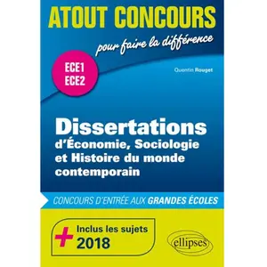Ellipses Dissertations d'ESH - prépas ECE1 et ECE2 - inclus les sujets 2018 pas cher