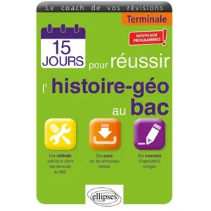Comparateur de prix : Ellipses 15 Jours Pour Réussir L?Histoire-Géo Au Bac Tle