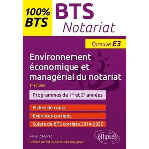 Ellipses BTS Notariat - Environnement économique et managérial du nota... pas cher