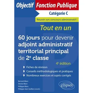 Comparateur de prix : Ellipses 60 jours pour devenir adjoint administratif territorial principal de 2e classe - Catégorie C