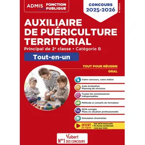 Vuibert Concours Auxiliaire de puériculture territorial: Principal de 2e classe ; Tout-en-un pas cher