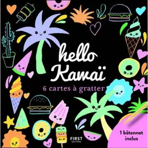 First Hello kawaï - 6 cartes à gratter pas cher