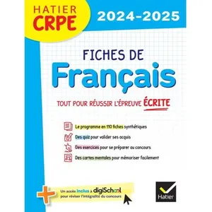Hatier CRPE - Fiches de Français - Epreuve écrite 2024-2025 pas cher