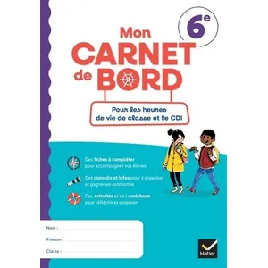 Comparateur de prix : Hatier Mon Carnet De Bord 6e - Pour Les Heures De Vie De Classe Et Le Cdi