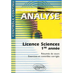 Ellipses Analyse - Licence Sciences 1ere Année pas cher