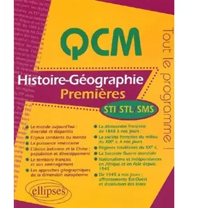 Ellipses Qcm Histoire-Géographie 1e Sti, Stl, Sms pas cher