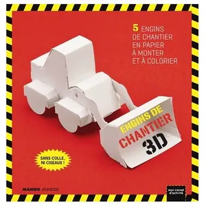 Engins De Chantier 3d - 5 Engins De Chantier En Papier À Monter Et À Colorier pas cher