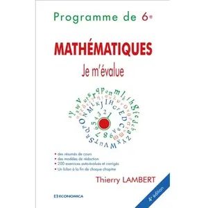 Economica MathÃ©matiques - Je M'Ã©value - Programme De 6e pas cher