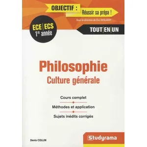 Studyrama Eds Philosophie, Culture Générale 1re Année Ece/Ecs pas cher