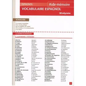 Studyrama Eds Vocabulaire espagnol pas cher