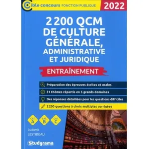 Studyrama Eds 2 200 QCM de culture générale, administrative et juridique pas cher