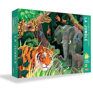 Puzzle 220 pièces et livre La planète en danger - Jungle - Marque Sassi - Mixte - A partir de 7 ans pas cher
