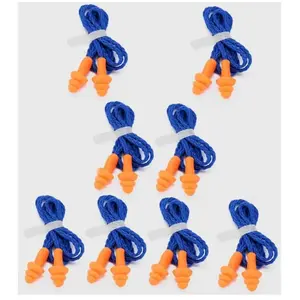 Lot de 20 paires de bouchons d'oreilles filaires réutilisables en silicone pour suppression du bruit et protection auditive (orange) - Lntyq pas cher