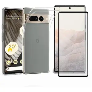 Pack coque transparente en TPU et vitre en verre trempé FULL cover noir pour Google Pixel 7 Pro 5G - XEPTIO pas cher