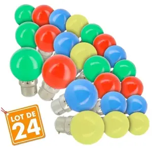 SUNXURY Lot de 24 Ampoules LED B22 Eq 20W Guirlande guinguette extérieur pas cher