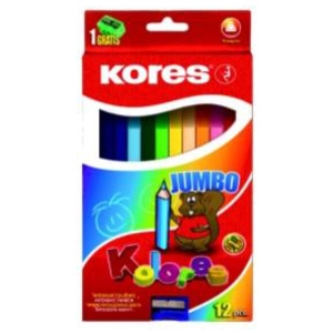 Kores crayons de couleur jumbo, tui de 12, en carton bb93512