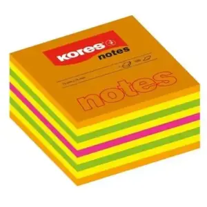 Kores bloc note cube 450 f repositionnable 50x50 assortis 5 couleurs néon n48460 pas cher